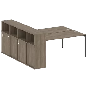 Рабочая станция на П-образном м/к с опорным шкафом-купе 2210*2332*1098