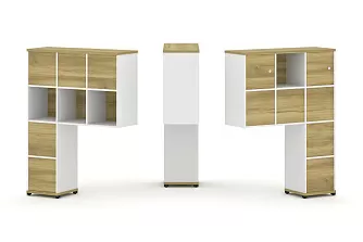 Надставка высокая + (Задняя стенка 8шт.) + (Блок 1 ящик - 2шт.) + (Распашной фасад - 2 шт.) 1099х350х1486