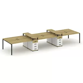 Рабочая станция на 6 мест с четыремя опорными тумбами тип №2 6000х1480х750