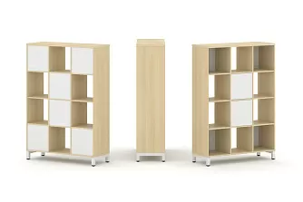 Набор стеллажа одностороннего, 4 яруса (Вставка с распашным фасадом-2шт, Вставка задняя стенка - 4шт) SN.NS-431 1121*400*1615