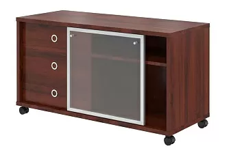 Тумба мобильная с дверью купе стеклянной в раме 1200x500x660