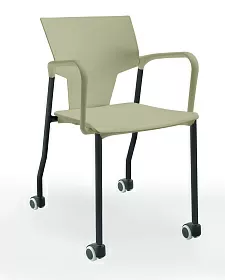 Стул на 4 ногах и колесах с подлокотниками