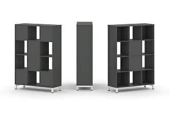 Набор стеллажа одностороннего, 4 яруса (Вставка с распашным фасадом-2шт, Вставка задняя стенка - 4шт) SN.NS-431 1121*400*1615