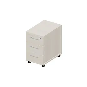 Тумба мобильная узкая (3 ящика, стандартные колёсные опоры, ручки - алюминий), 340х530х570
