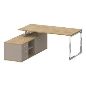 Стол руководителя с опорной греденцией левый 1800х1800х753