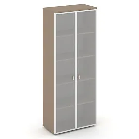Шкаф высокий с 2мя стеклянными дверями (стекло в раме сатин матовый)  800х420х1977