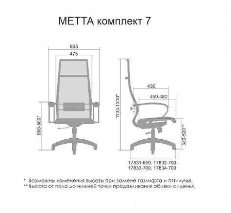 Кресло для сотрудников МЕТТА Комплект 7