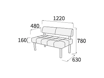 Модуль 2-х местный без подлокотников 1220x630x780