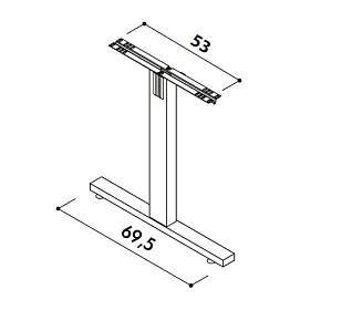 Т-образная одинарная ножка для стола глубиной 70-80 см h711