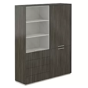 Шкаф высокий + шкаф высокий со стеклом прозр., 4 ящ. 1624х450х1976 - ЭйБиСи-проджект Шкаф высокий + шкаф высокий со стеклом прозр., 4 ящ. 1624х450х1976