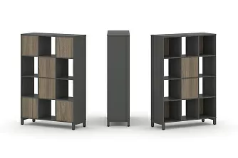 Набор стеллажа одностороннего, 4 яруса (Вставка с распашным фасадом-2шт, Вставка задняя стенка - 4шт) SN.NS-431 1121*400*1615