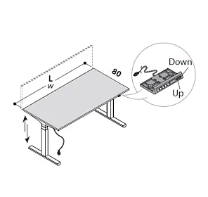 Стол, электрическая регулировка высоты (с системой предотвращения столкновений)  и кабель питания EU 1800x800xH.650÷1300