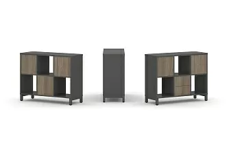 Набор стеллажа одностороннего, 2 яруса  (Вставка с распашным фасадом-2шт, Вставка два ящика - 1шт,) SN.NS-231 1121*400*881