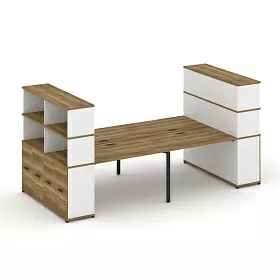 Рабочая станция с опорными распашными шкафоми с надставкой высокой 3200х1480х1530