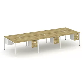 Рабочая станция двухсторонняя с подвесными тумбами на 6 мест 4140х1480х750