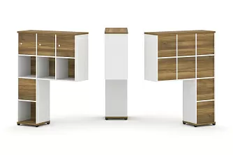 Надставка высокая + (Задняя стенка 8шт.) + (Блок 2 ящика - 1шт.) + (Распашной фасад - 3шт.) 1099х350х1486