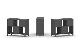 Набор стеллажа одностороннего, 2 яруса  (Вставка с распашным фасадом-2шт, Вставка два ящика - 1шт,) SN.NS-231 1121*400*881