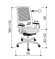 Кресло для персонала LAS OSCAR с регулируемыми подлокотниками, сетчатой спинкой и цветной основой